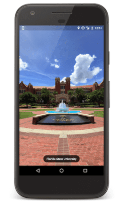 A preview of a campus tour on a smartphone via Google